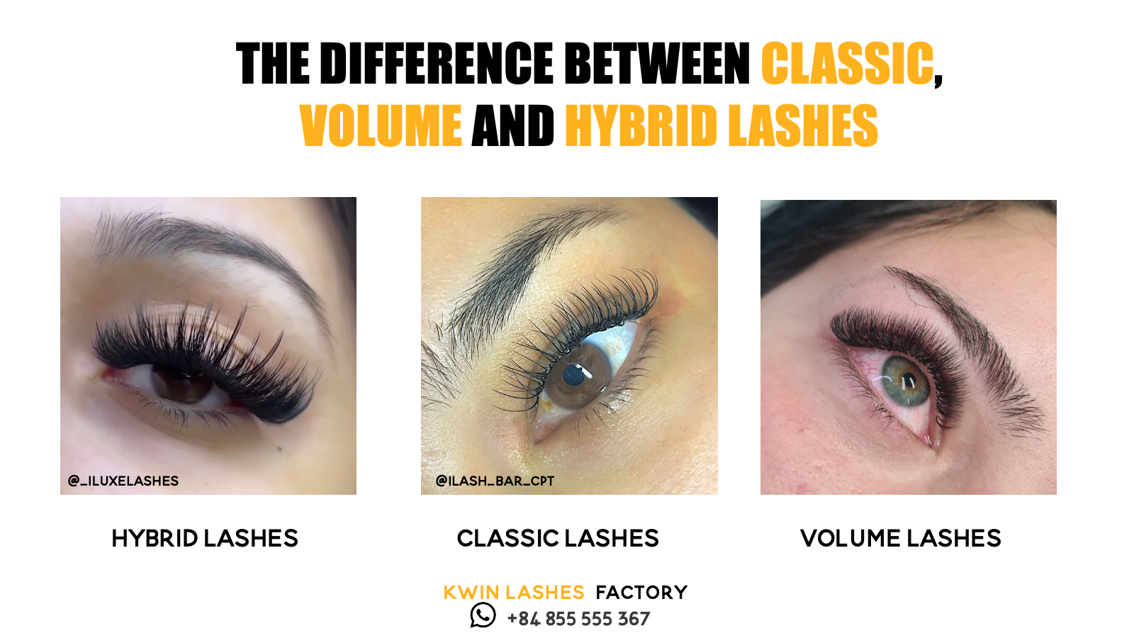 Hybrid Lashes, Classic lashes, And Volume Lashes