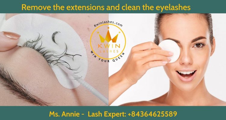 Remove the extensions and clean the eyelashes in eyelash extension removal