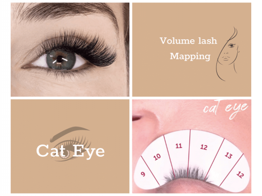 Volume lash mapping for cat eye