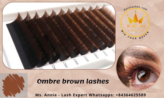 Ombre brown eyelash extensions