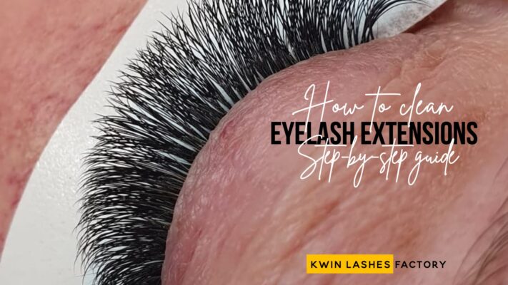 Clean eyelash extensions with caption How to clean eyelash extensions