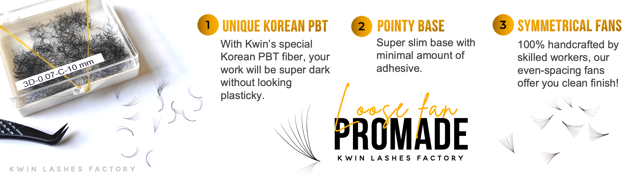 Loose fan eyelash extensions of kwin Lashes